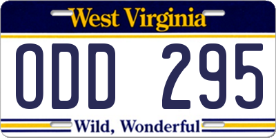 WV license plate ODD295