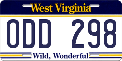 WV license plate ODD298