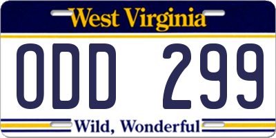 WV license plate ODD299