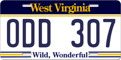 WV license plate ODD307