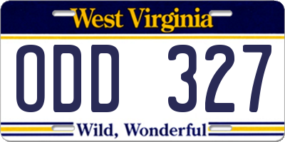 WV license plate ODD327