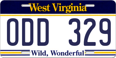 WV license plate ODD329