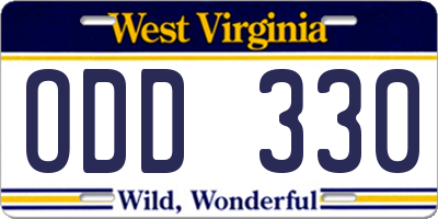 WV license plate ODD330