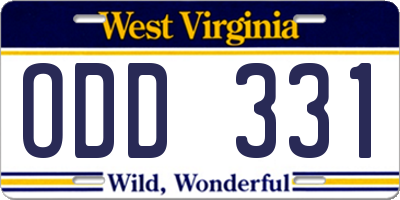 WV license plate ODD331