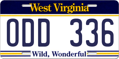 WV license plate ODD336