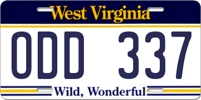 WV license plate ODD337