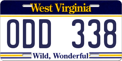 WV license plate ODD338