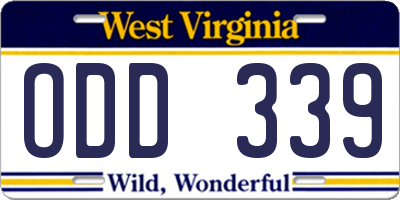 WV license plate ODD339