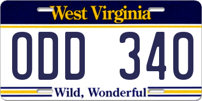 WV license plate ODD340