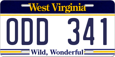 WV license plate ODD341