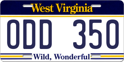 WV license plate ODD350