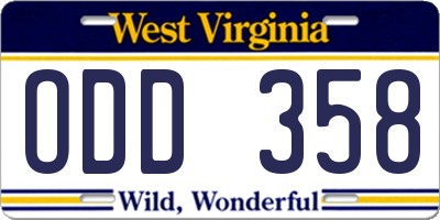 WV license plate ODD358