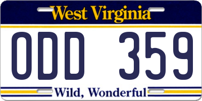 WV license plate ODD359