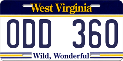 WV license plate ODD360