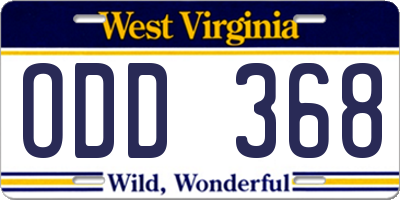 WV license plate ODD368