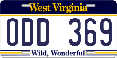 WV license plate ODD369