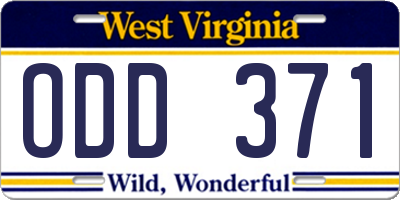 WV license plate ODD371