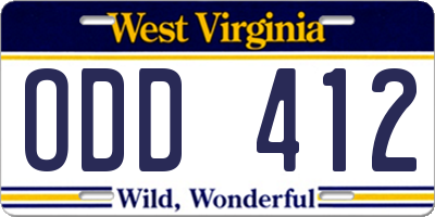 WV license plate ODD412