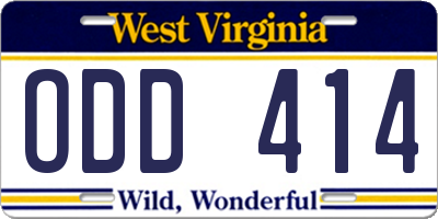 WV license plate ODD414
