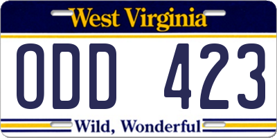WV license plate ODD423
