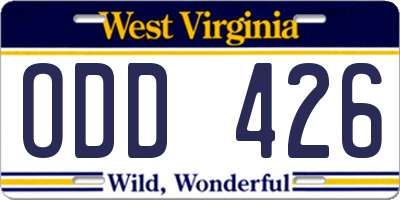 WV license plate ODD426