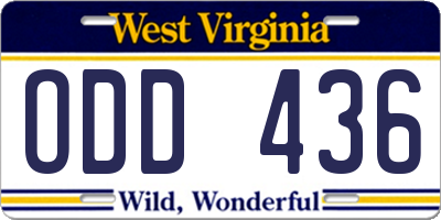 WV license plate ODD436