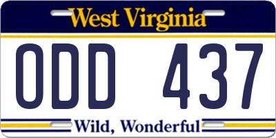 WV license plate ODD437