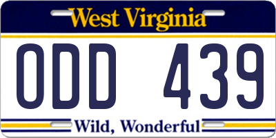 WV license plate ODD439