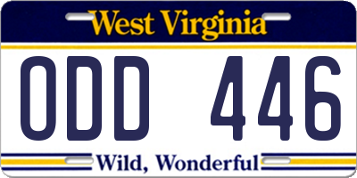 WV license plate ODD446