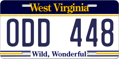 WV license plate ODD448