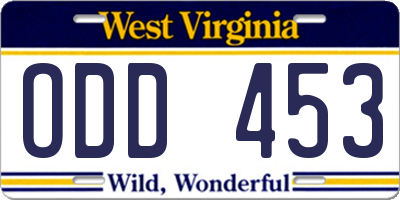 WV license plate ODD453