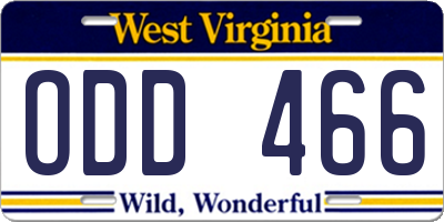 WV license plate ODD466