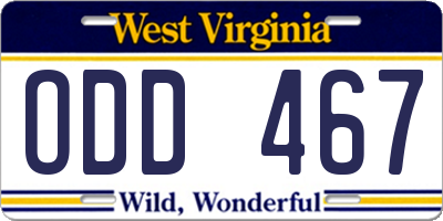 WV license plate ODD467
