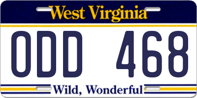 WV license plate ODD468