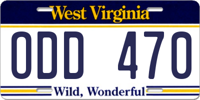 WV license plate ODD470