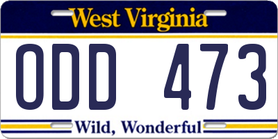 WV license plate ODD473
