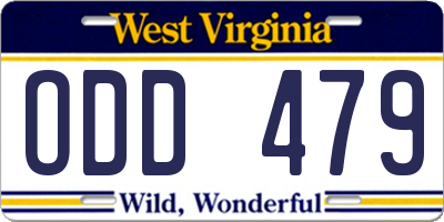 WV license plate ODD479