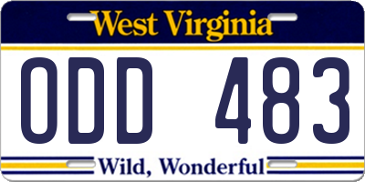 WV license plate ODD483