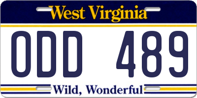 WV license plate ODD489