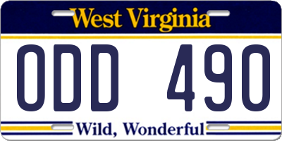 WV license plate ODD490