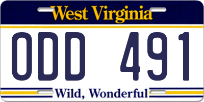 WV license plate ODD491