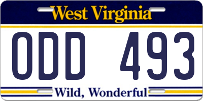 WV license plate ODD493