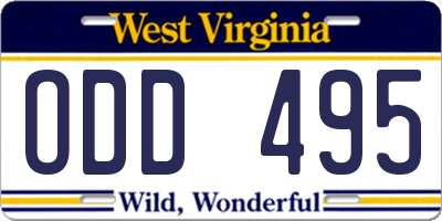WV license plate ODD495