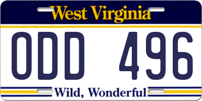 WV license plate ODD496