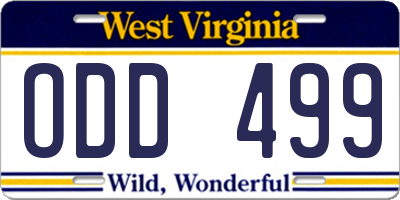 WV license plate ODD499