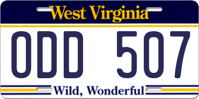 WV license plate ODD507