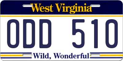 WV license plate ODD510