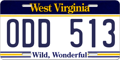 WV license plate ODD513