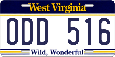 WV license plate ODD516