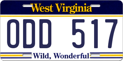 WV license plate ODD517